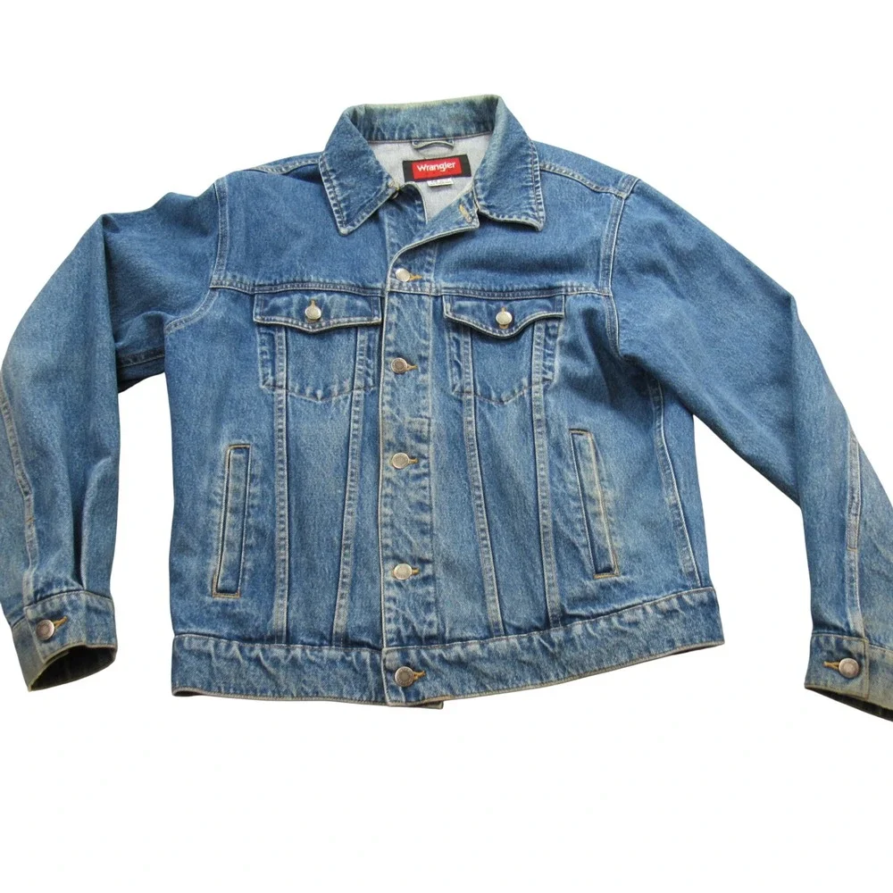 Wrangler Hero Mens Denim Trucker Jacket Medium Wash Blue Cotton Size M RN15101
